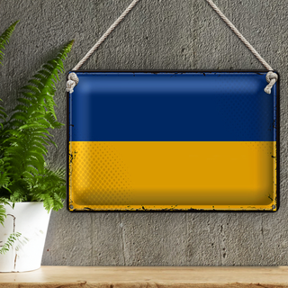 Blechschild Flagge Ukraine 30x20cm Retro Flag of Ukraine