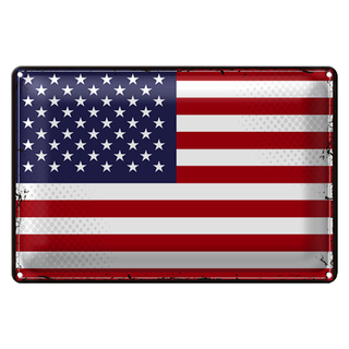 Blechschild Flagge Vereinigte Staaten 30x20cm Retro States