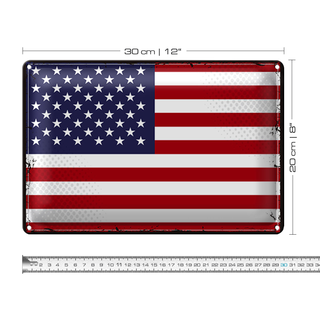 Blechschild Flagge Vereinigte Staaten 30x20cm Retro States