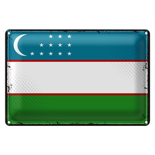 Blechschild Flagge Usbekistan 30x20cm Retro Uzbekistan