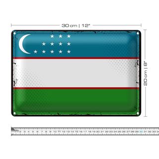 Blechschild Flagge Usbekistan 30x20cm Retro Uzbekistan