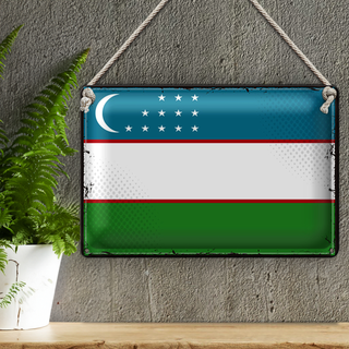 Blechschild Flagge Usbekistan 30x20cm Retro Uzbekistan