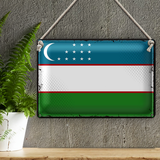 Blechschild Flagge Usbekistan 30x20cm Retro Uzbekistan