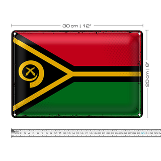 Blechschild Flagge Vanuatu 30x20cm Retro Flag of Vanuatu