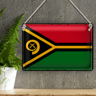 Blechschild Flagge Vanuatu 30x20cm Retro Flag of Vanuatu
