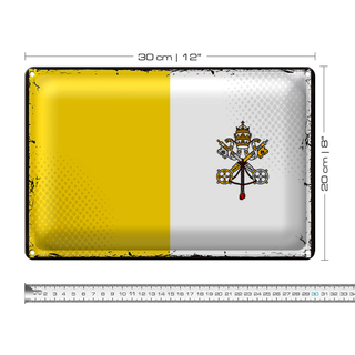 Blechschild Flagge Vatikanstadt 30x20cm Retro Vatican City