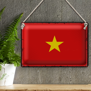 Blechschild Flagge Vietnam 30x20cm Retro Flag of Vietnam