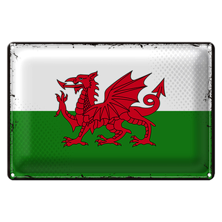 Blechschild Flagge Wales 30x20cm Retro Flag of Wales