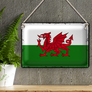 Blechschild Flagge Wales 30x20cm Retro Flag of Wales