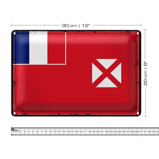 Blechschild Flagge Wallis und Futuna 30x20cm Retro Wallis