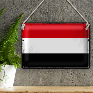 Blechschild Flagge Jemen 30x20cm Retro Flag of Yemen