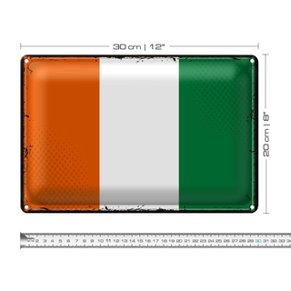 Blechschild Flagge Elfenbeinküste 30x20cm Retro Ivory Coast
