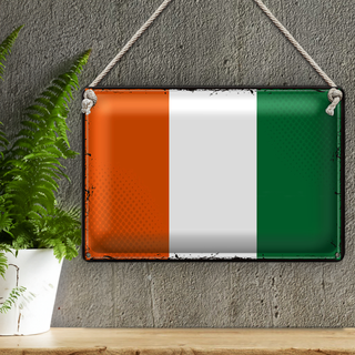 Blechschild Flagge Elfenbeinküste 30x20cm Retro Ivory Coast
