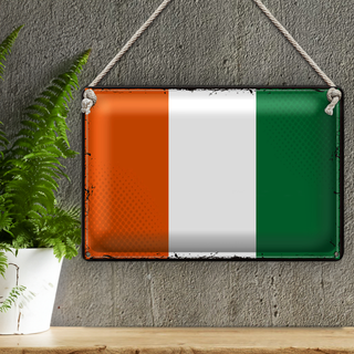 Blechschild Flagge Elfenbeinküste 30x20cm Retro Ivory Coast