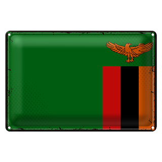 Blechschild Flagge Sambia 30x20cm Retro Flag of Zambia