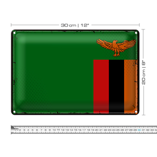 Blechschild Flagge Sambia 30x20cm Retro Flag of Zambia