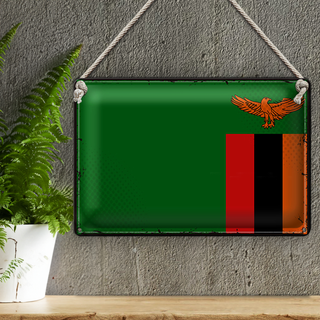 Blechschild Flagge Sambia 30x20cm Retro Flag of Zambia