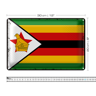 Blechschild Flagge Simbabwe 30x20cm Retro Flag of Zimbabwe
