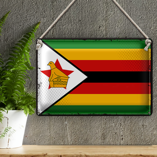Blechschild Flagge Simbabwe 30x20cm Retro Flag of Zimbabwe