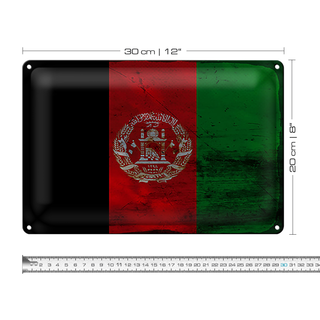Blechschild Flagge Afghanistan 30x20cm Afghanistan Rost