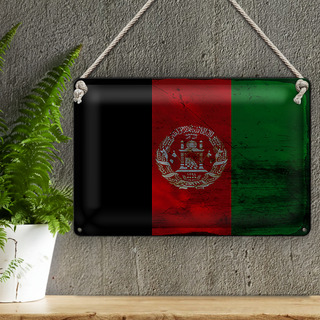 Blechschild Flagge Afghanistan 30x20cm Afghanistan Rost