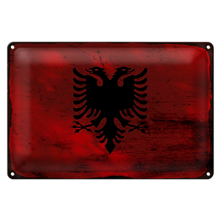 Blechschild Flagge Albanien 30x20cm Flag Albania Rost
