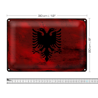 Blechschild Flagge Albanien 30x20cm Flag Albania Rost