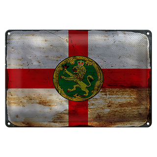 Blechschild Flagge Alderney 30x20cm Flag Alderney Rost