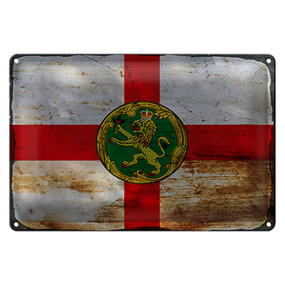Blechschild Flagge Alderney 30x20cm Flag Alderney Rost