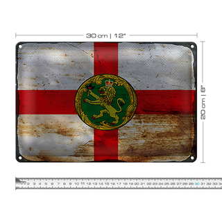 Blechschild Flagge Alderney 30x20cm Flag Alderney Rost