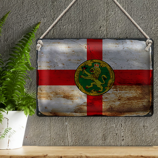 Blechschild Flagge Alderney 30x20cm Flag Alderney Rost