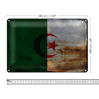 Blechschild Flagge Algerien 30x20cm Flag Algeria Rost