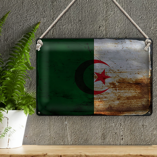 Blechschild Flagge Algerien 30x20cm Flag Algeria Rost