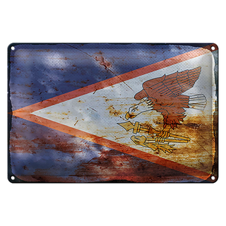 Blechschild Flagge 30x20cm Flag of American Samoa Rost