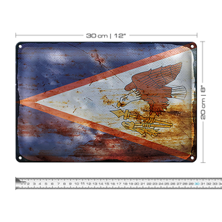 Blechschild Flagge 30x20cm Flag of American Samoa Rost