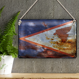 Blechschild Flagge 30x20cm Flag of American Samoa Rost