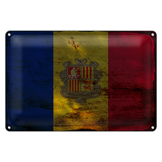 Blechschild Flagge Andorra 30x20cm Flag of Andora Rost