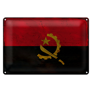 Blechschild Flagge Angola 30x20cm Flag of Angola Rost