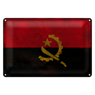 Blechschild Flagge Angola 30x20cm Flag of Angola Rost