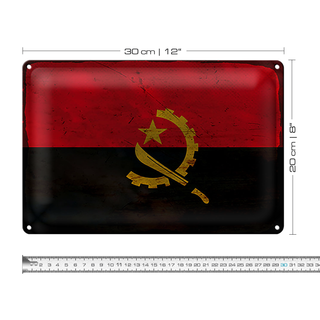 Blechschild Flagge Angola 30x20cm Flag of Angola Rost