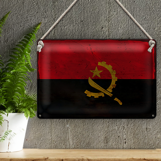 Blechschild Flagge Angola 30x20cm Flag of Angola Rost