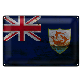 Blechschild Flagge Anguilla 30x20cm Flag of Anguilla Rost