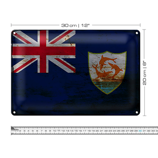 Blechschild Flagge Anguilla 30x20cm Flag of Anguilla Rost
