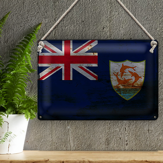 Blechschild Flagge Anguilla 30x20cm Flag of Anguilla Rost