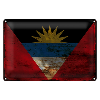 Blechschild Flagge Antigua und Barbuda 30x20cm Flag Rost