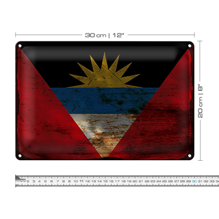Blechschild Flagge Antigua und Barbuda 30x20cm Flag Rost