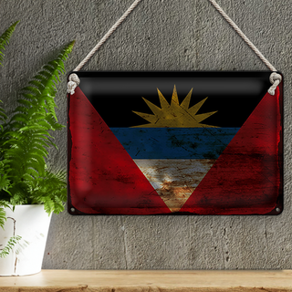 Blechschild Flagge Antigua und Barbuda 30x20cm Flag Rost