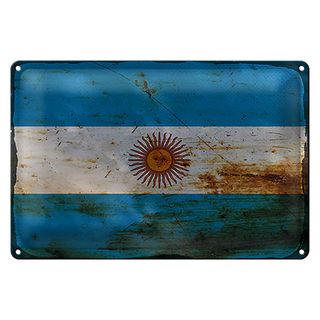 Blechschild Flagge Argentinien 30x20cm Flag Argentina Rost