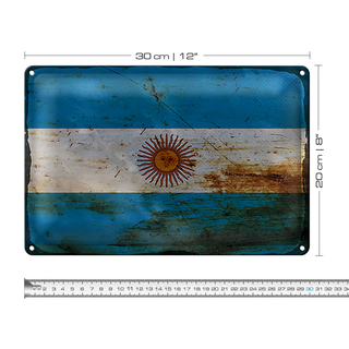 Blechschild Flagge Argentinien 30x20cm Flag Argentina Rost