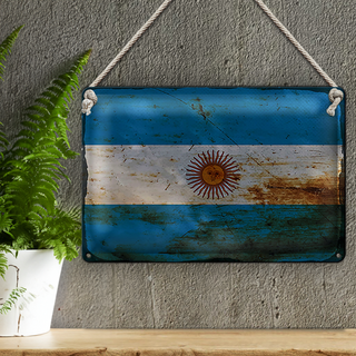 Blechschild Flagge Argentinien 30x20cm Flag Argentina Rost